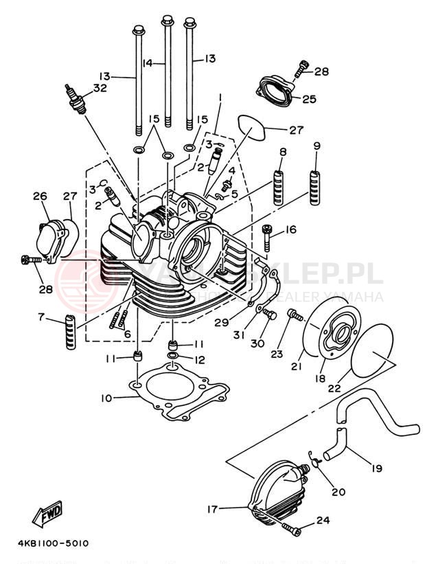 Schemat "głowica" do Yamaha WOLVERINE YFM35FXJ