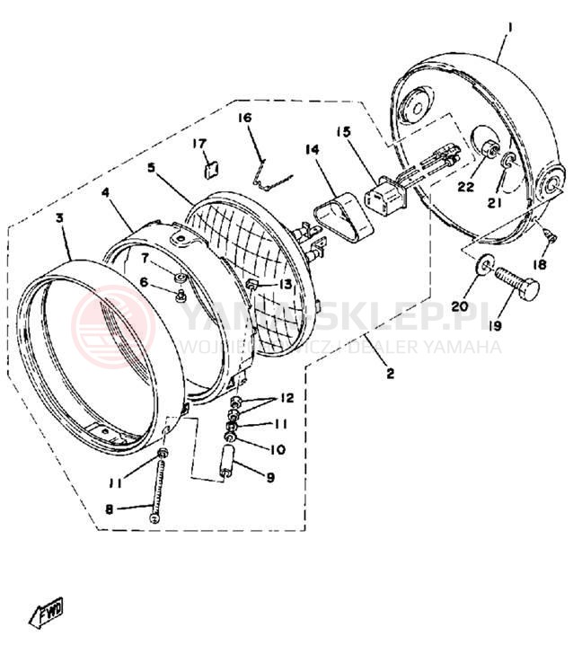 Schemat "Lampa przód" do Yamaha DT125C