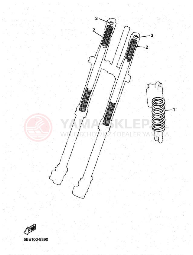 Schemat "Zawieszenie przód" do Yamaha YZ400 YZ400FK