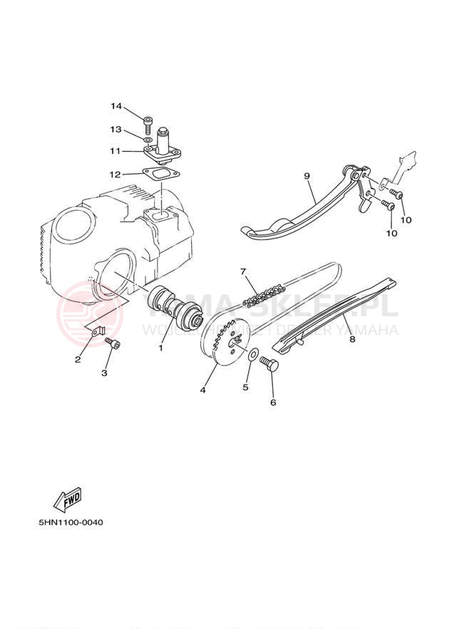 Schemat "Rozrząd - łańcuszek" do Yamaha TTR90 TTR90M/TTR90MC