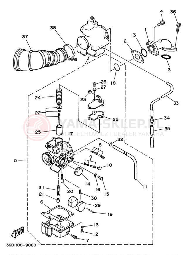 Schemat "Wtrysk paliwa" do Yamaha BADGER YFM80L