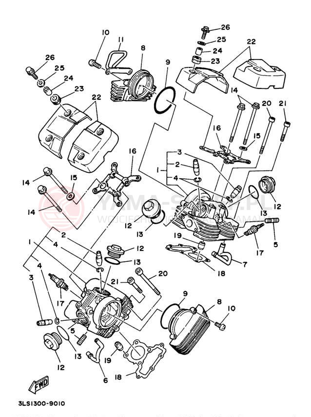 Schemat "głowica" do Yamaha VIRAGO 250 XV250JC/XV250J