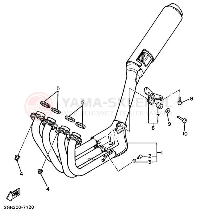 Schemat "Wydech końcowy" do Yamaha FZR750RU