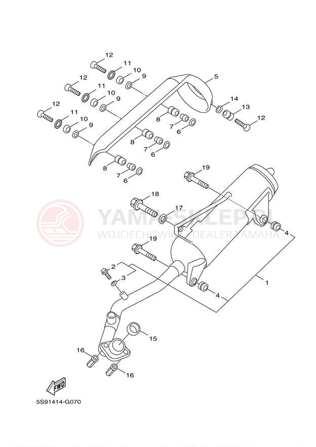 Schemat "Wydech końcowy" do Yamaha ZUMA 125 YW125EO/YW125EGY