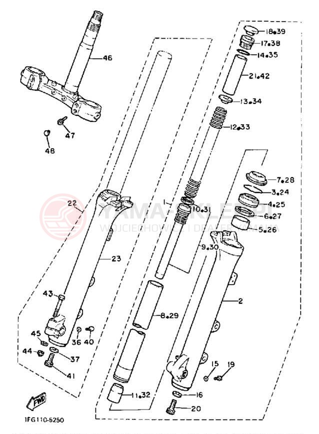 Schemat "Amortyzatory przód" do Yamaha MAXIM XJ700S/XJ700SC