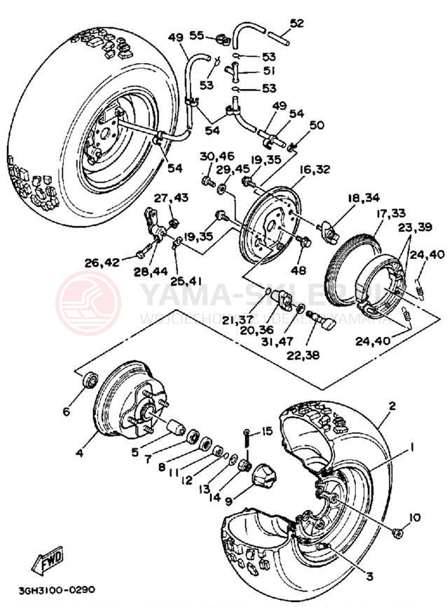 Schemat "Koło przód" do Yamaha MOTO-4 YFM250B