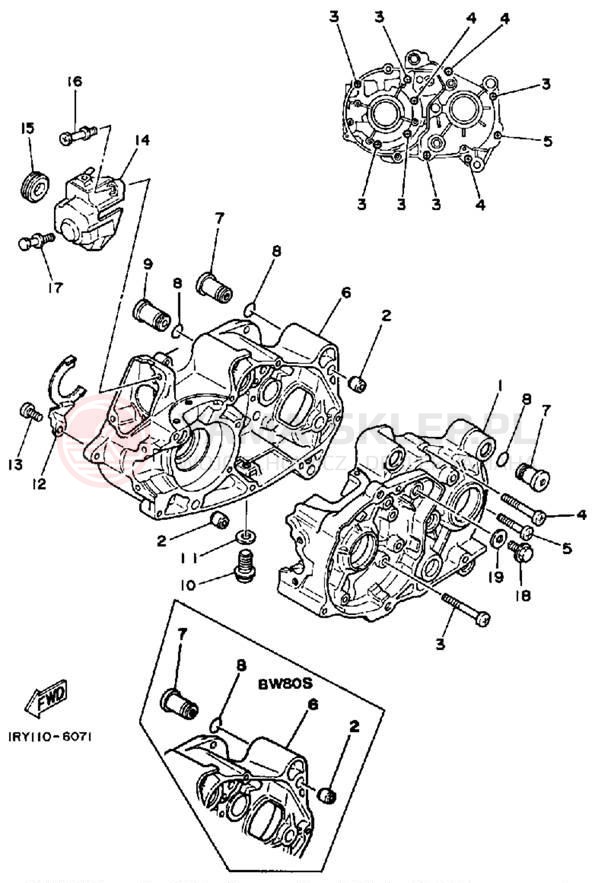 Schemat "Obudowa silnika" do Yamaha BIG WHEEL BW80T