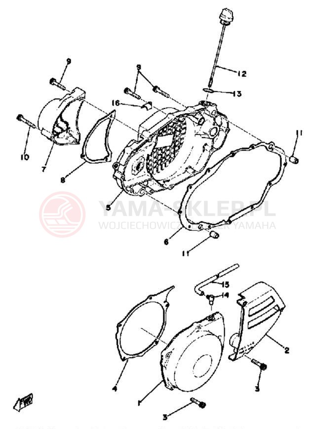 Schemat "Pokrywa silnika" do Yamaha DT250B/DT400B