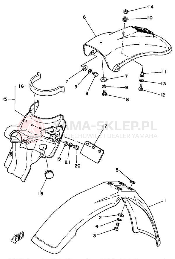 Schemat "Błotniki przód i tył" do Yamaha IT125H