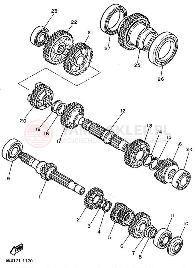 Schemat "Skrzynia biegów " do Yamaha VIRAGO 750 XV750GC/XV750G