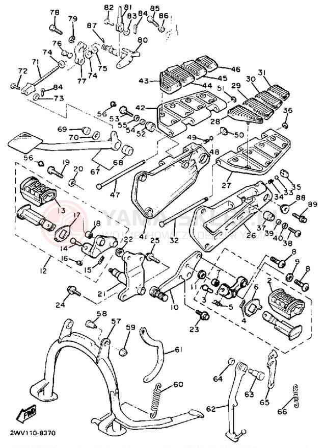 Schemat "Stopka postojowa i podnóżki" do Yamaha XVZ13U/XVZ13UC