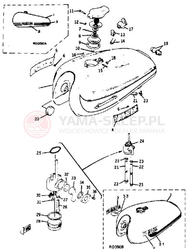 Schemat "zbiornik paliwa" do Yamaha RD350