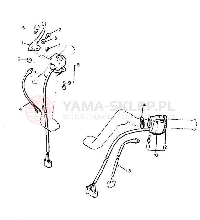 Schemat "Kierownica i osprzęt" do Yamaha XVZ12DL/XVZ12DKC2