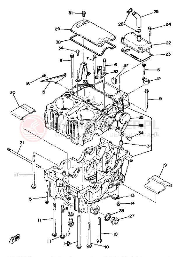 Schemat "Obudowa silnika" do Yamaha XS400-2E