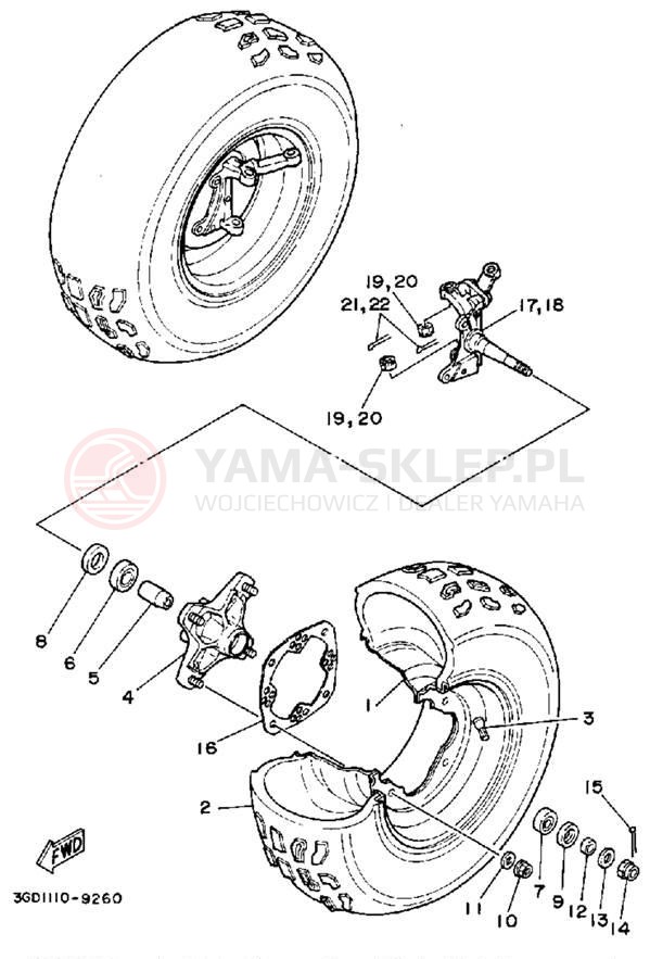 Schemat "Koło przód" do Yamaha WARRIOR YFM350XD_M