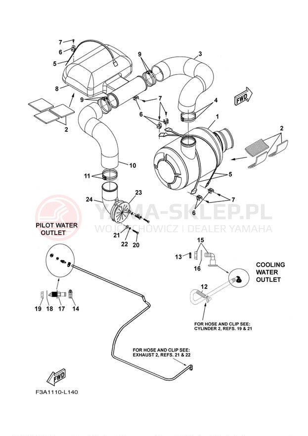 Schemat "wydech" do Yamaha AR190 RX1800BL/RX1800AL