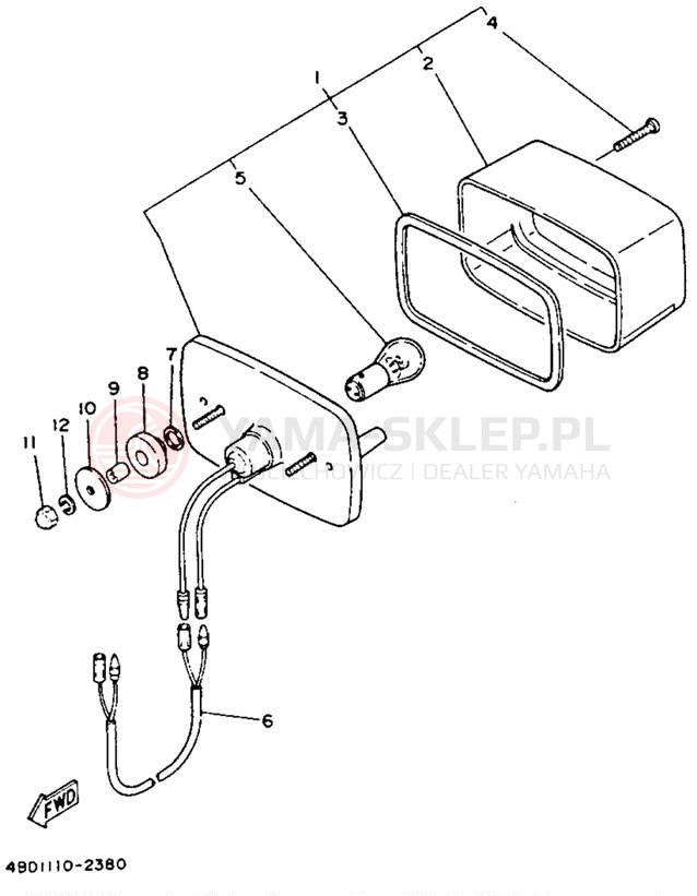 Schemat "lampa tył" do Yamaha YFB250E_MN
