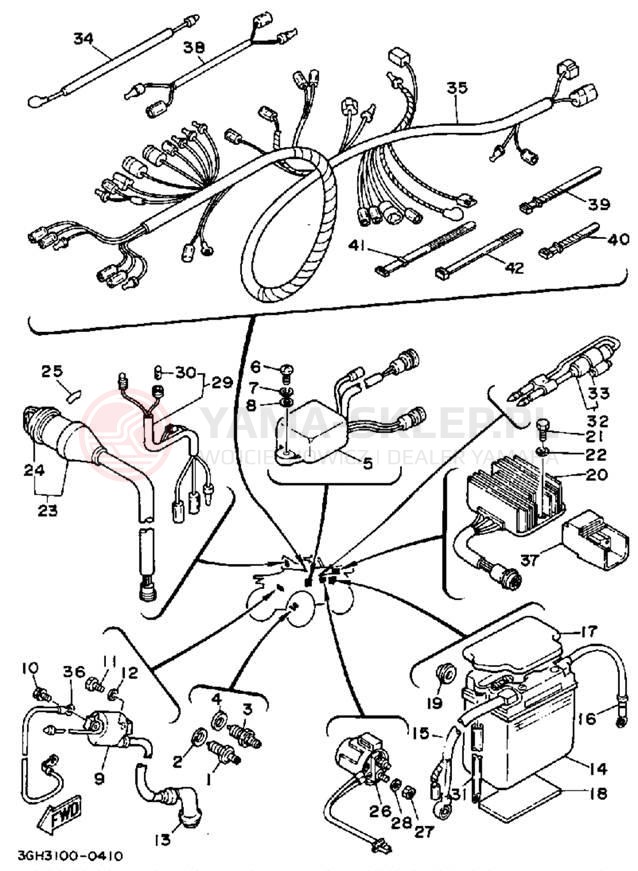 Schemat "układ elektryczny" do Yamaha MOTO-4 YFM250B