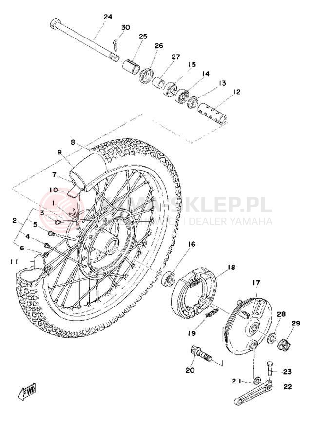 Schemat "Koło przód" do Yamaha MX125C