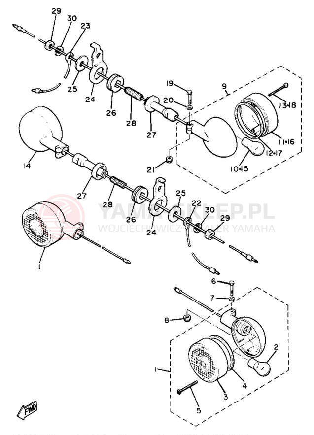 Schemat "kierunkowskazy" do Yamaha XJ650LH