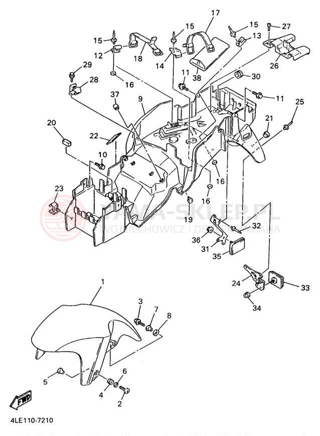 Schemat "błotnik" do Yamaha YZF750 YZF750RJC/YZF750RJ