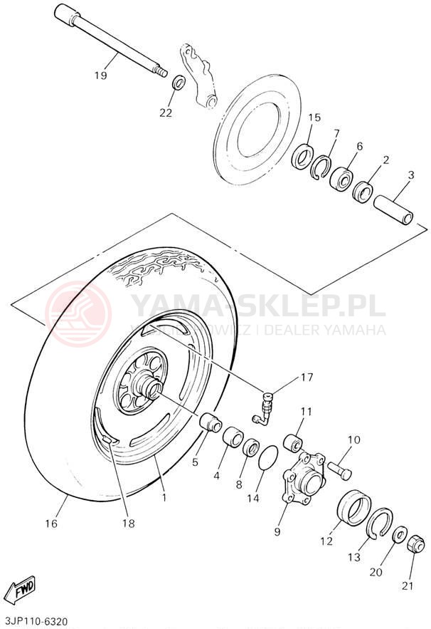 Schemat "Koło tył" do Yamaha V-MAX VMX1200P/VMX1200PC