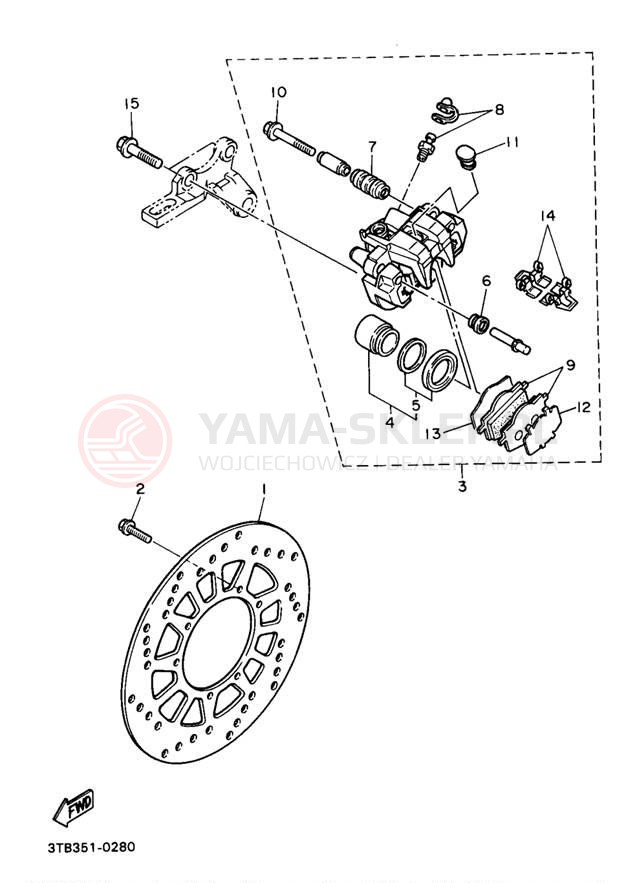 Schemat "Zacisk hamulcowy tylny" do Yamaha XT600EAC/XT600EA