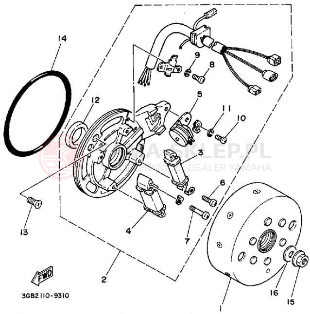 Schemat "prądnica" do Yamaha BADGER YFM80D