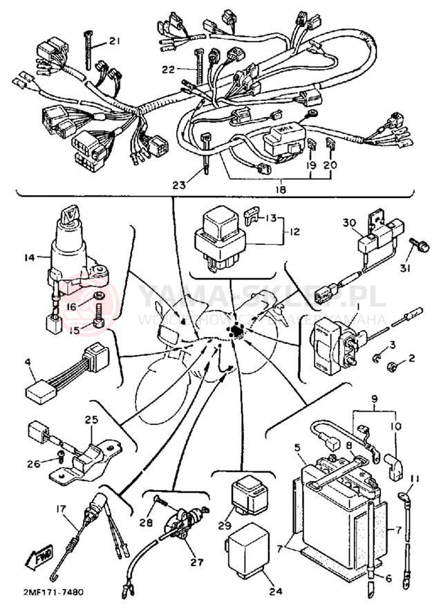 Schemat "układ elektryczny" do Yamaha FZ700TC/FZ700T
