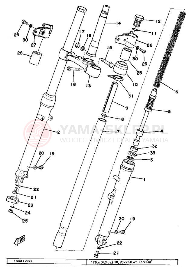 Schemat "Amortyzatory przód" do Yamaha TY175B