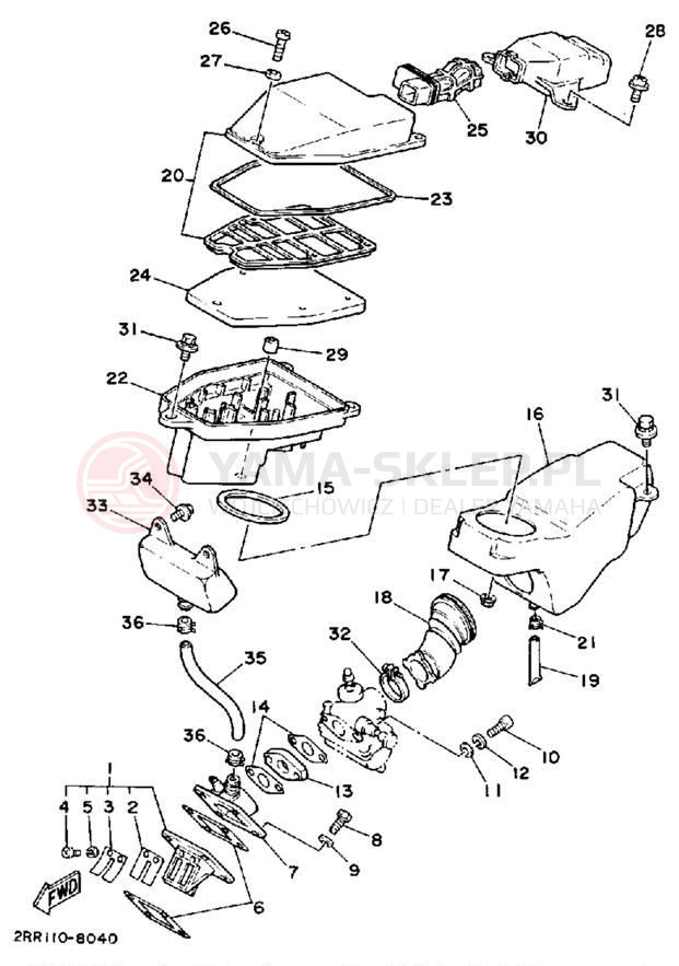 Schemat "Filtr powietrza" do Yamaha YSR50B