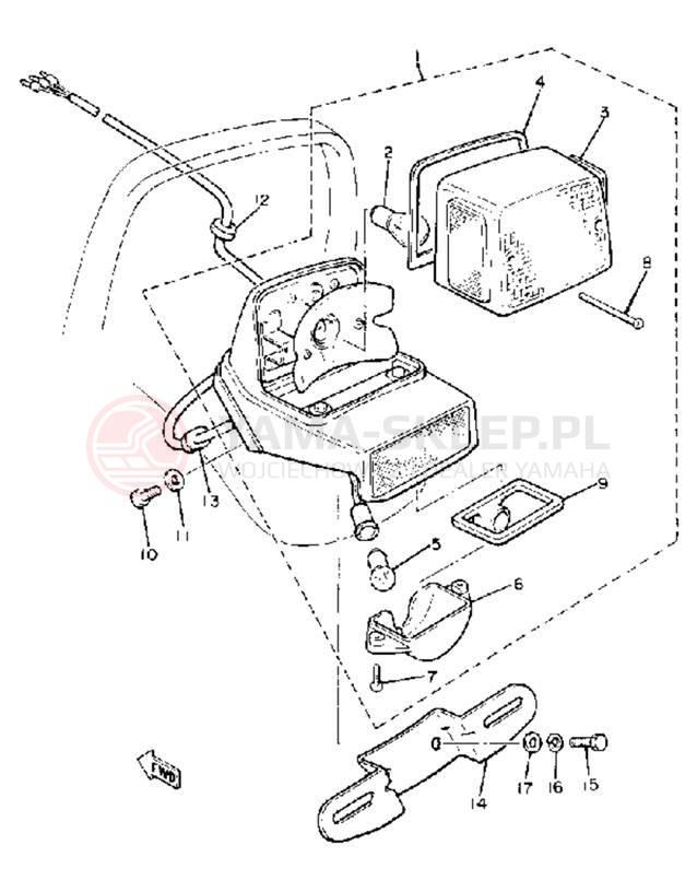Schemat "lampa tył" do Yamaha VIRAGO 750 XV750H