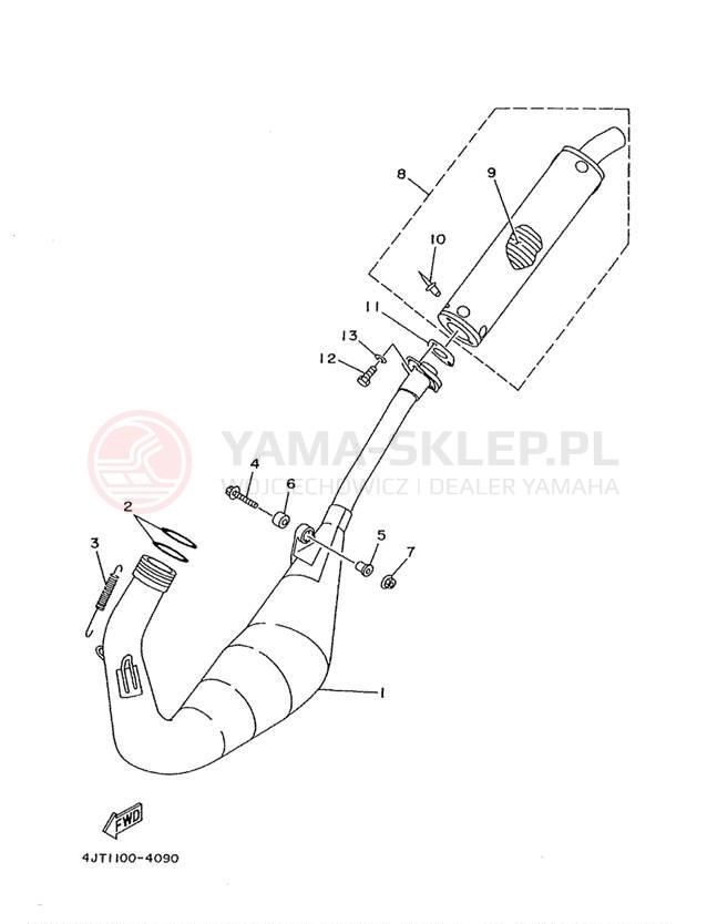 Schemat "Wydech końcowy" do Yamaha TZ125 TZ125