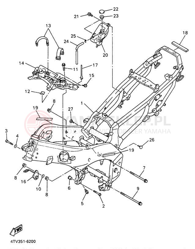Schemat "rama" do Yamaha YZF600RJC/YZF600RJ