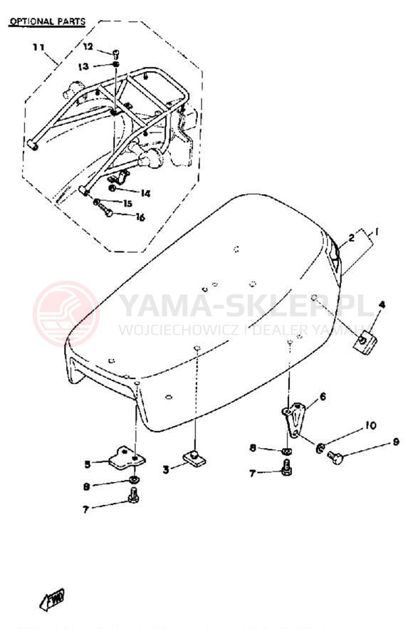Schemat "siedzenie" do Yamaha DT125F