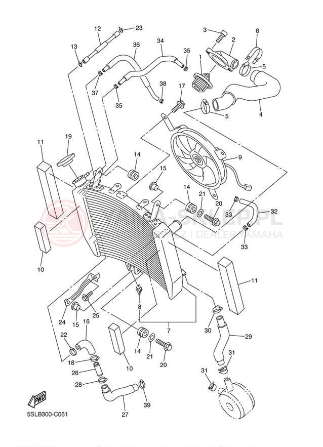 Schemat "Układ chlodzenia" do Yamaha R6S YZFR6SV/YZFR6SVC