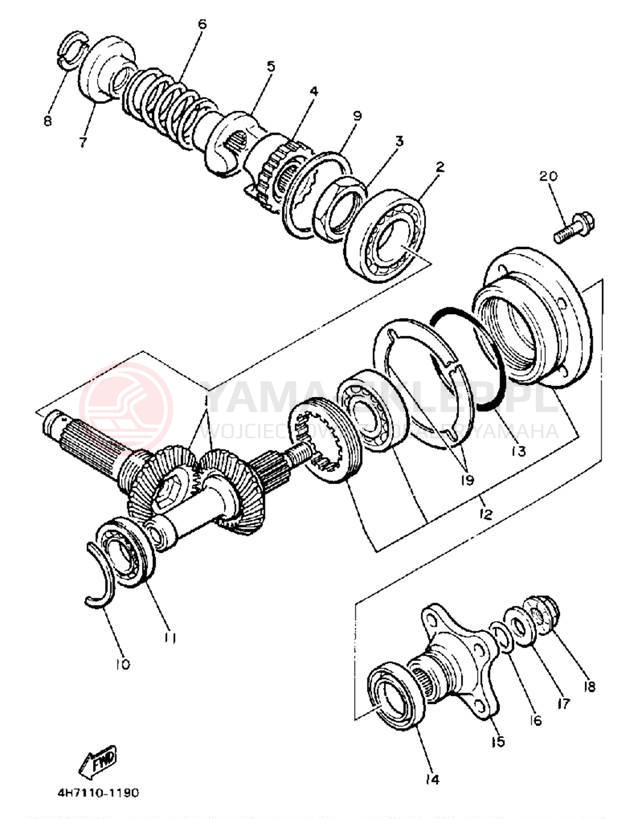 Schemat "Przeniesienie napędu" do Yamaha XJ650LJ