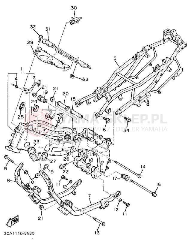Schemat "rama" do Yamaha FZR1000U/FZR1000UC