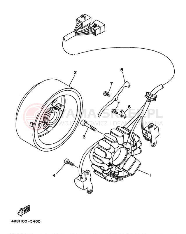 Schemat "prądnica" do Yamaha WOLVERINE YFM35FXK