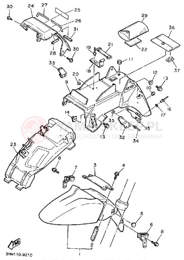 Schemat "błotnik" do Yamaha FZR600RAC