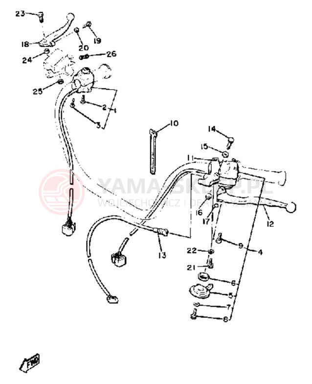 Schemat "Kierownica i osprzęt" do Yamaha XJ650 XJ650H