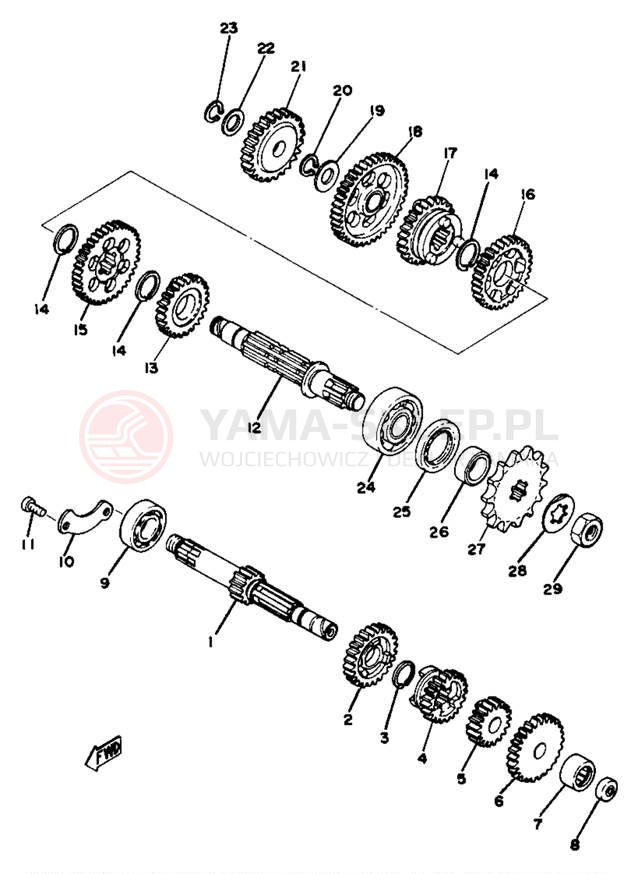 Schemat "Skrzynia biegów " do Yamaha YZ80D