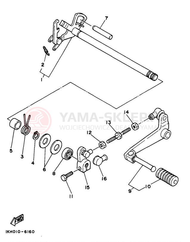 Schemat "Dźwignia zmiany biegów, wałek" do Yamaha SEROW XT225J/XT225JC