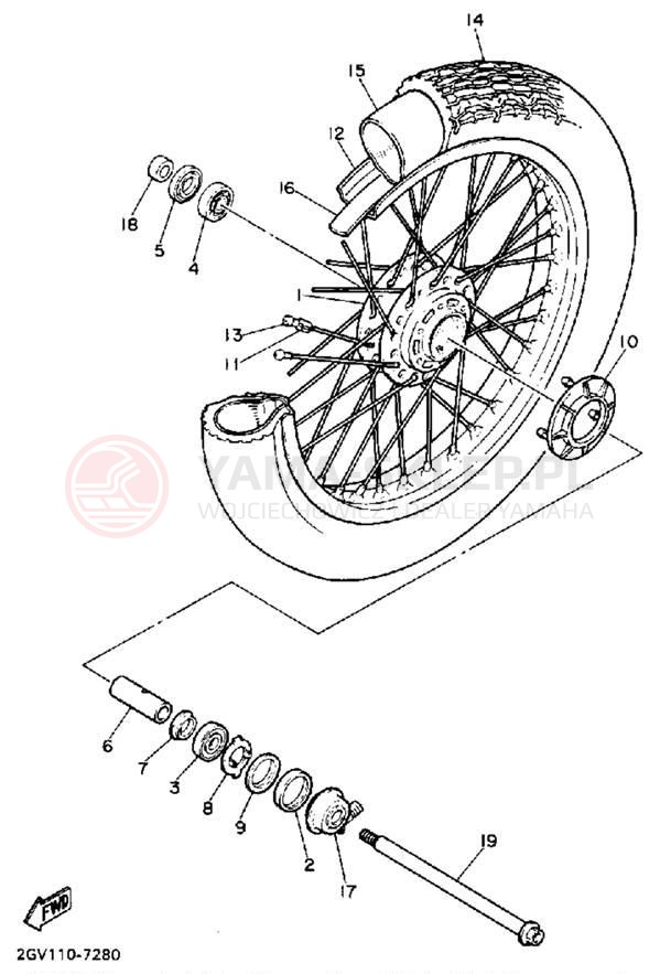 Schemat "Koło przód" do Yamaha VIRAGO 535 XV535A/XV535AC