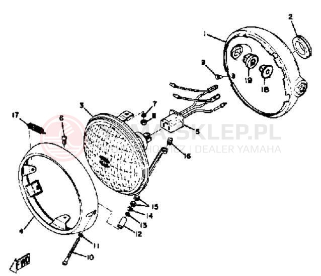 Schemat "Lampa przód" do Yamaha RD350