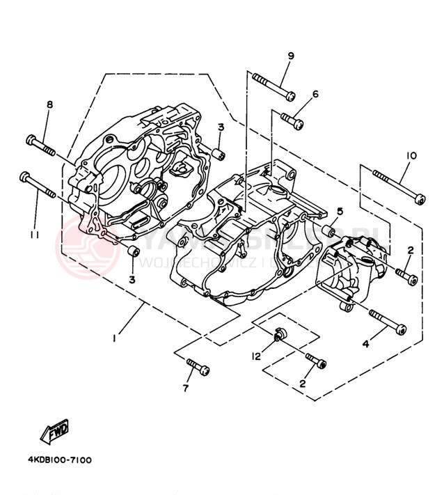 Schemat "Obudowa silnika" do Yamaha TIMBERWOLF 4WD YFB250FWJ