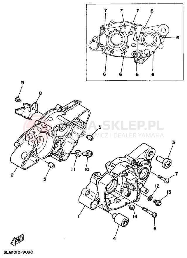 Schemat "Obudowa silnika" do Yamaha DT50LC/DT50A