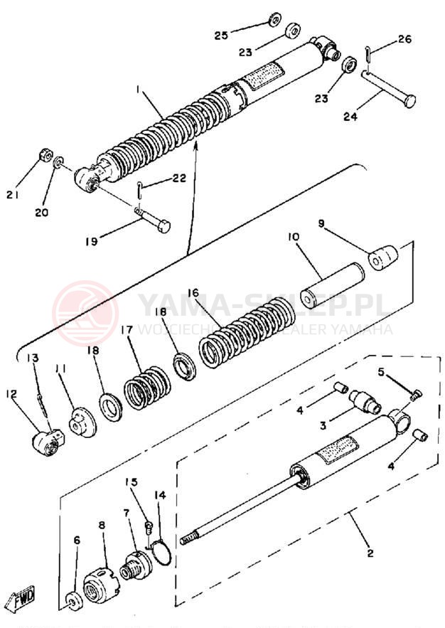 Schemat "zawieszenie tył" do Yamaha IT125H