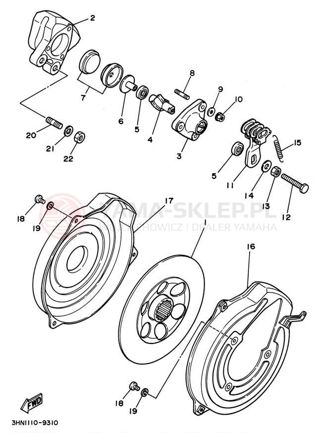 Schemat "Zacisk hamulcowy tylny" do Yamaha BIG BEAR 4WD YFM350FWG