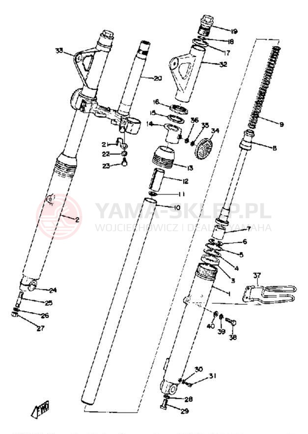 Schemat "Amortyzatory przód" do Yamaha DT360A/DT250A